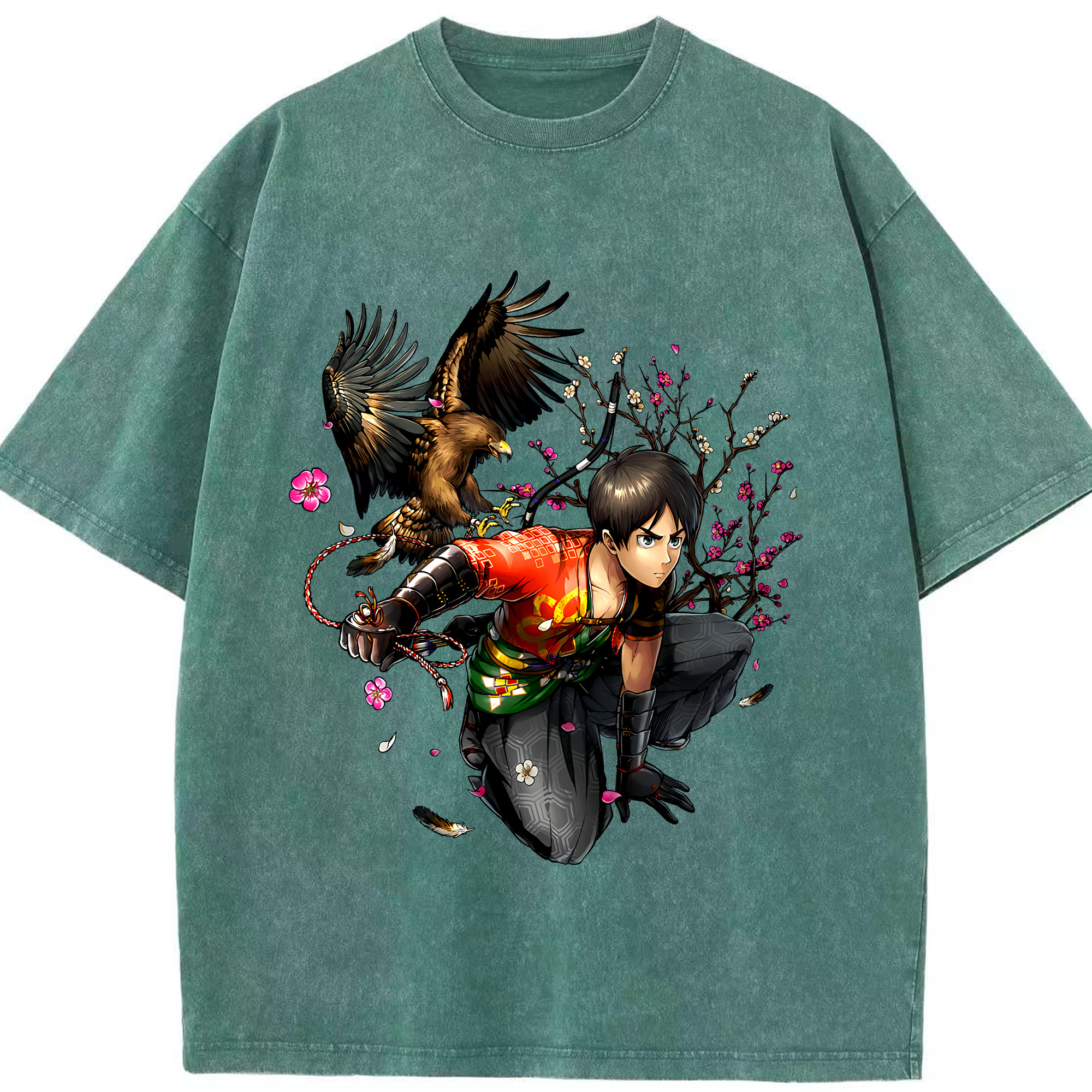 （画像用） 進撃の巨人 エレン･イェーガー Attack on Titan Eren Jäger 綿100% ヴィンテージ風 半袖Tシャツ（フロントプリント）